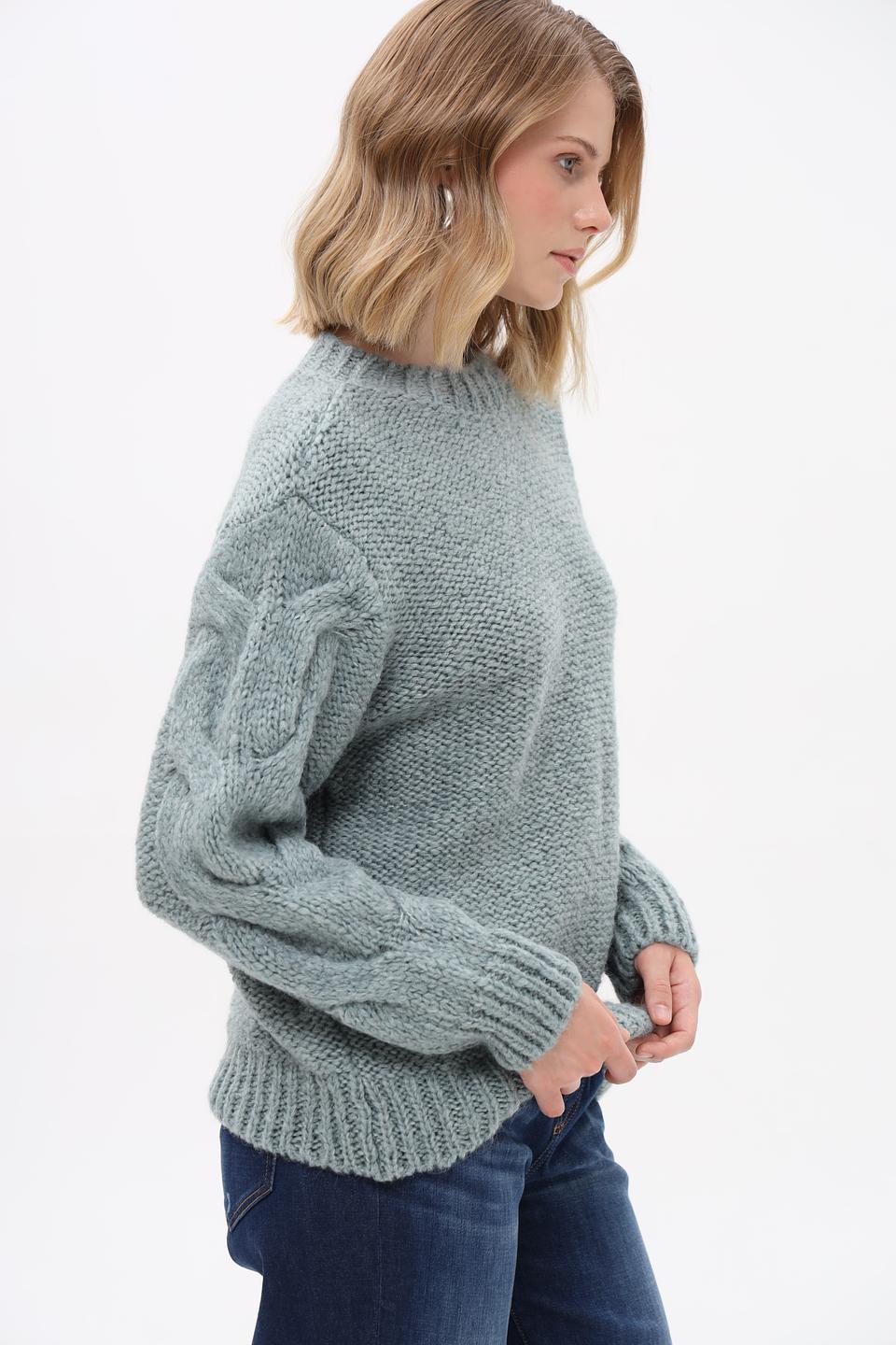 Пуловер Marhatter с косами серо-голубой