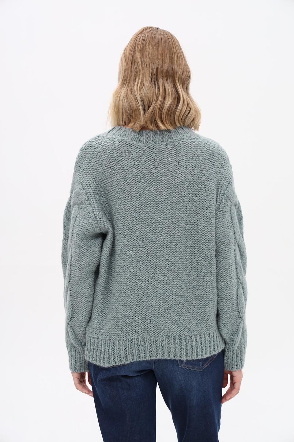 Пуловер Marhatter с косами серо-голубой