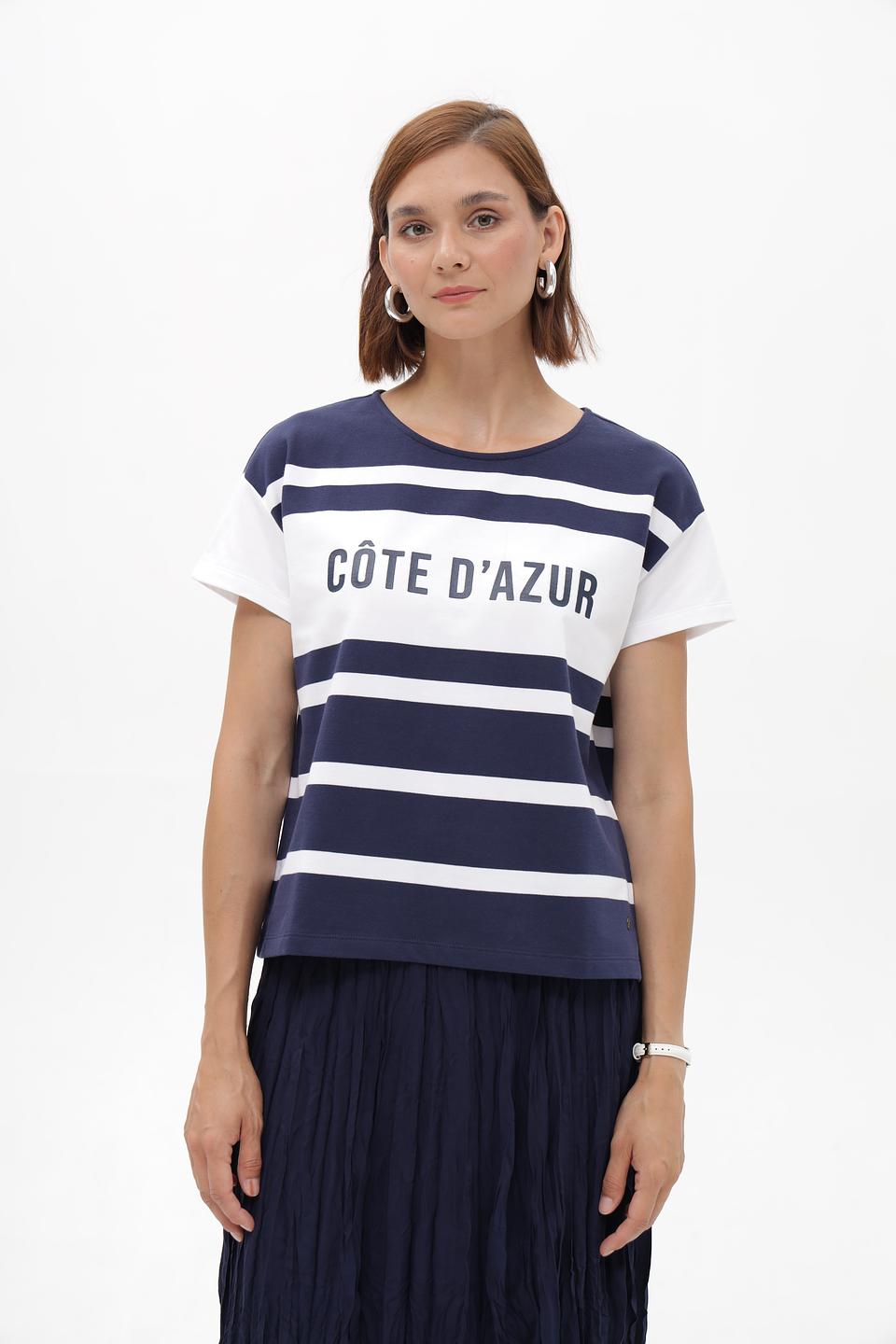 Футболка Monari в полоску с принтом