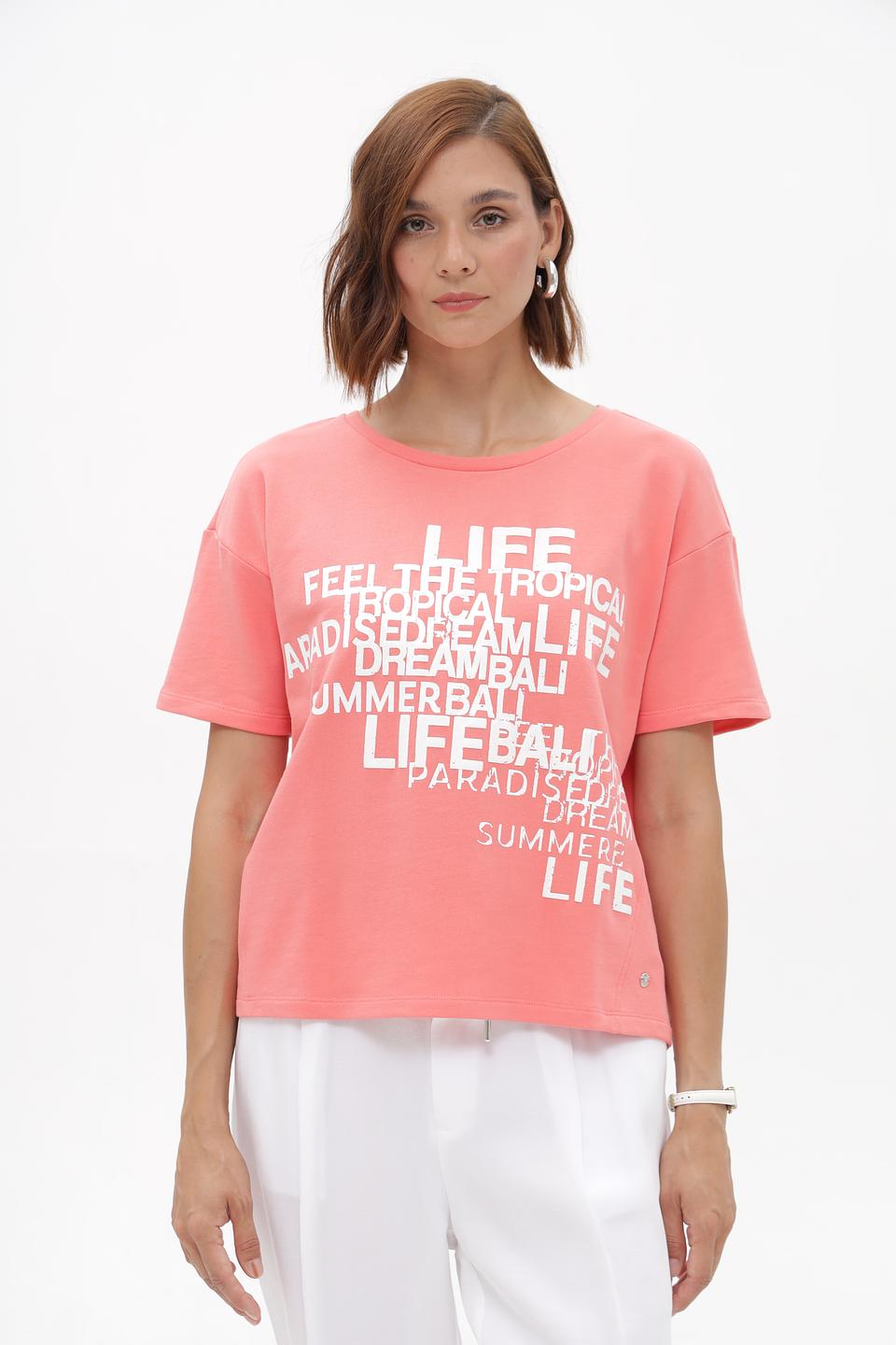 Футболка Monari кораллового цвета с принтом
