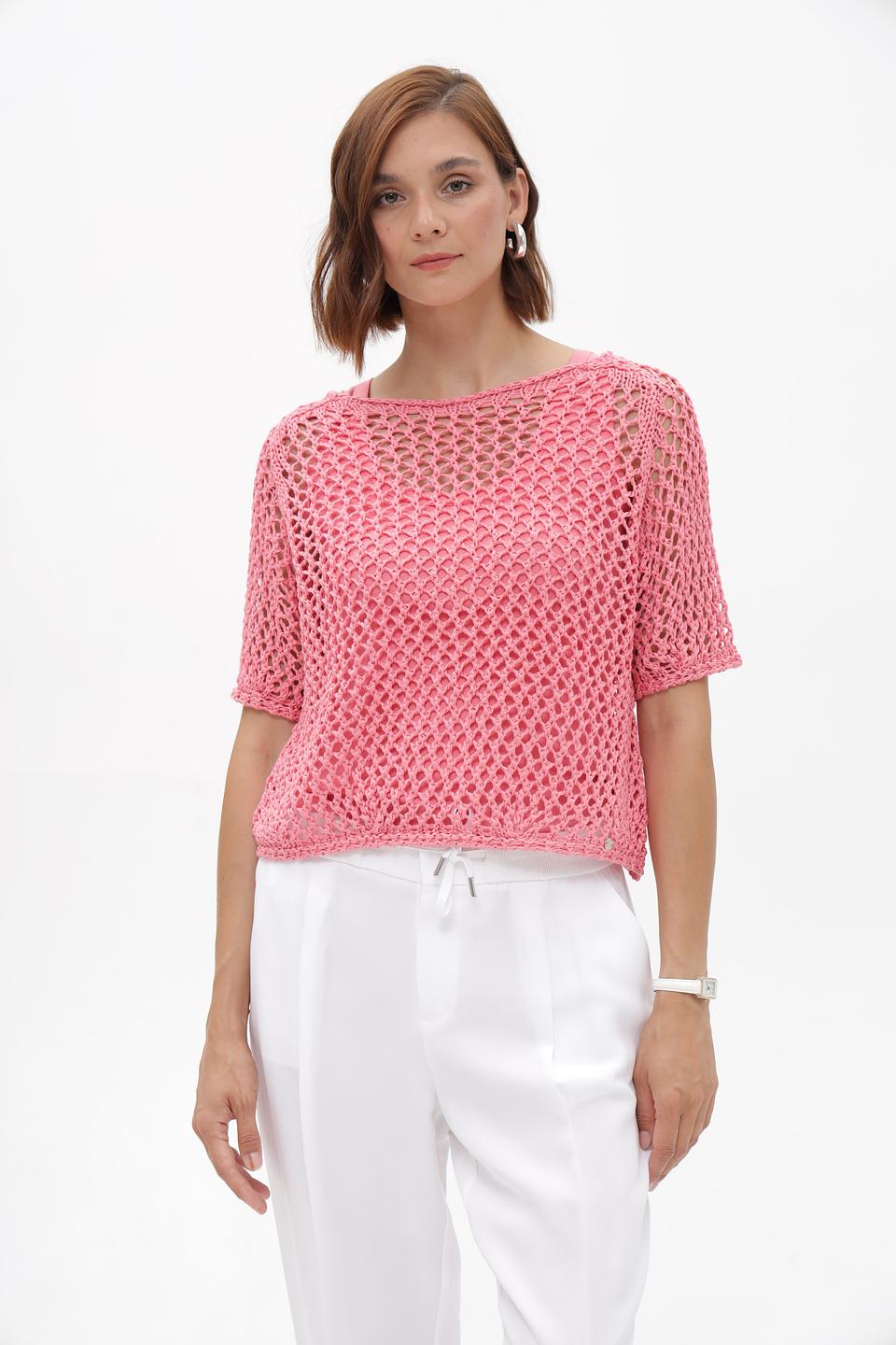 Пуловер Monari ажурный розовый