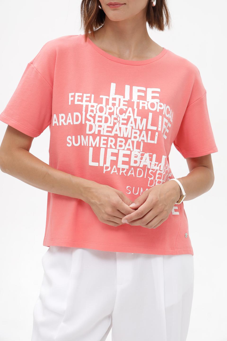 Футболка Monari кораллового цвета с принтом