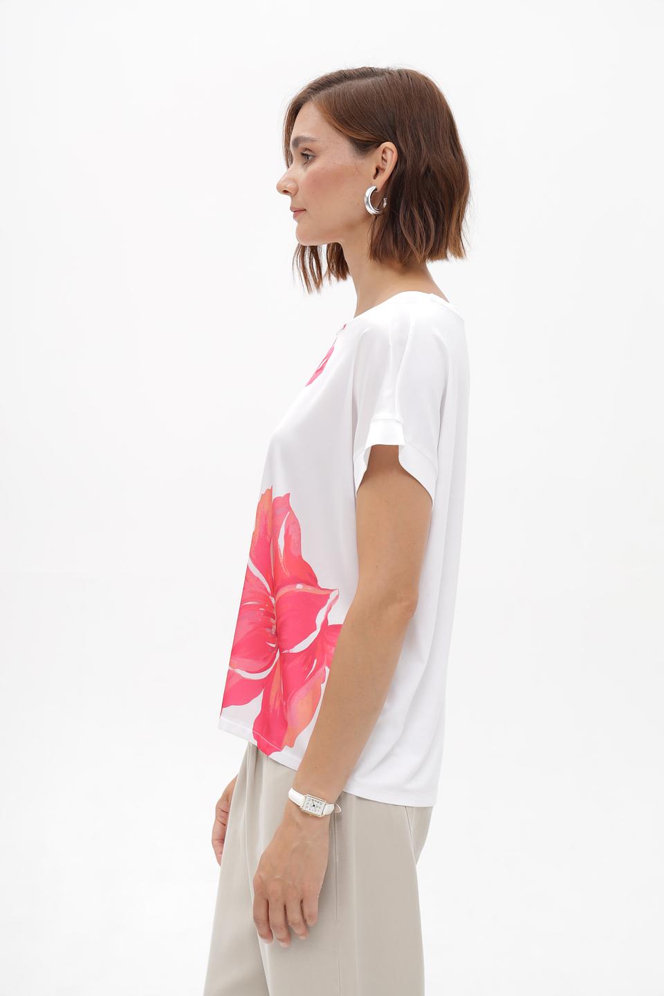 Блуза Monari белая с ярким цветочным принтом