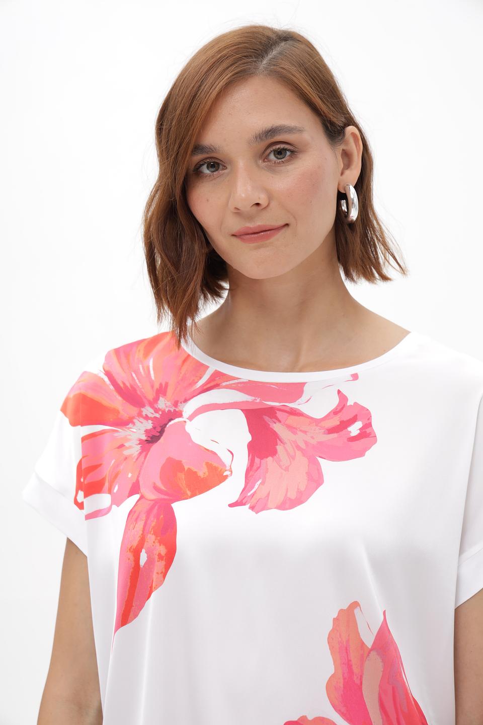 Блуза Monari белая с ярким цветочным принтом