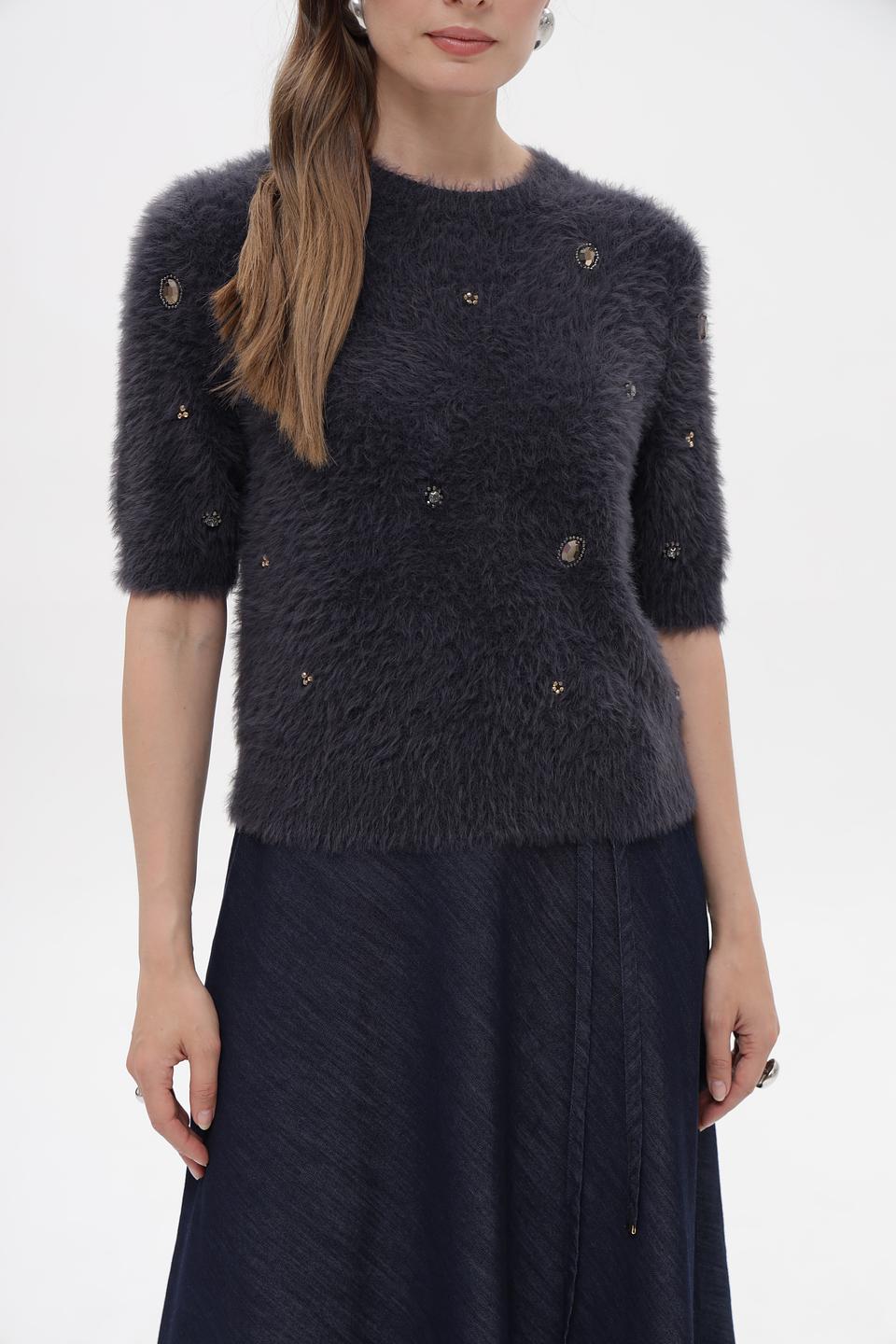 Пуловер Luisa Cerano с вышивкой графит