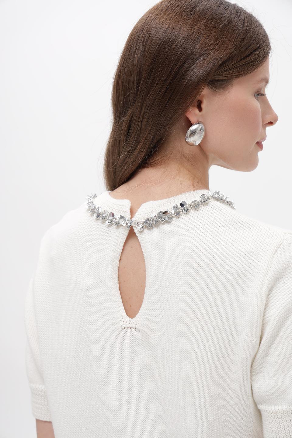 Пуловер Oui с жемчужным декором