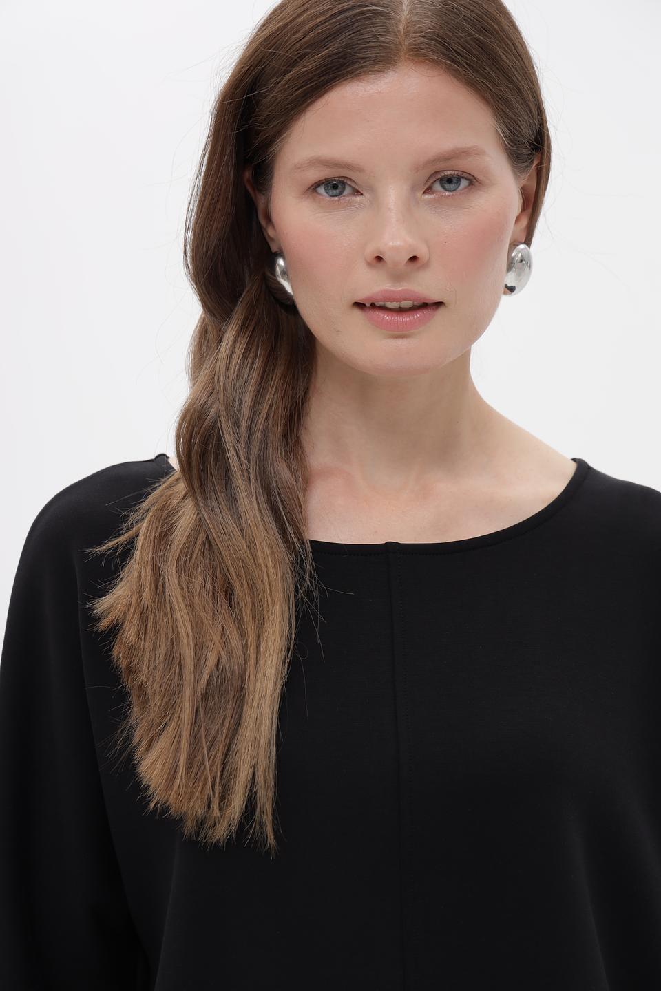 Пуловер Oui чёрный с рукавом 3/4