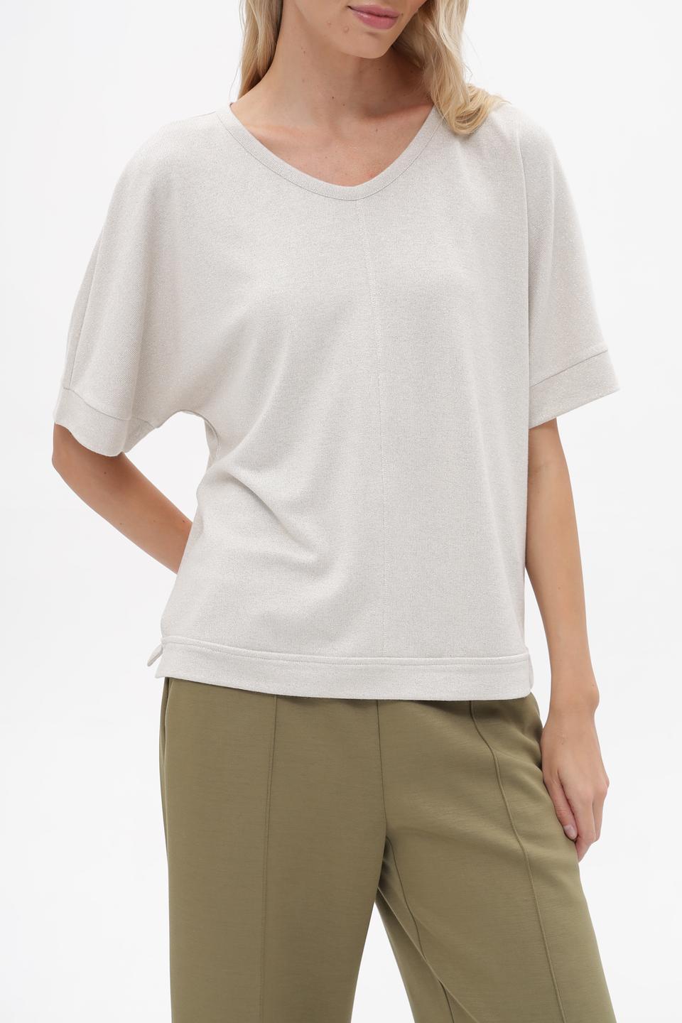 Пуловер Lecomte бежевый с V-образным вырезом