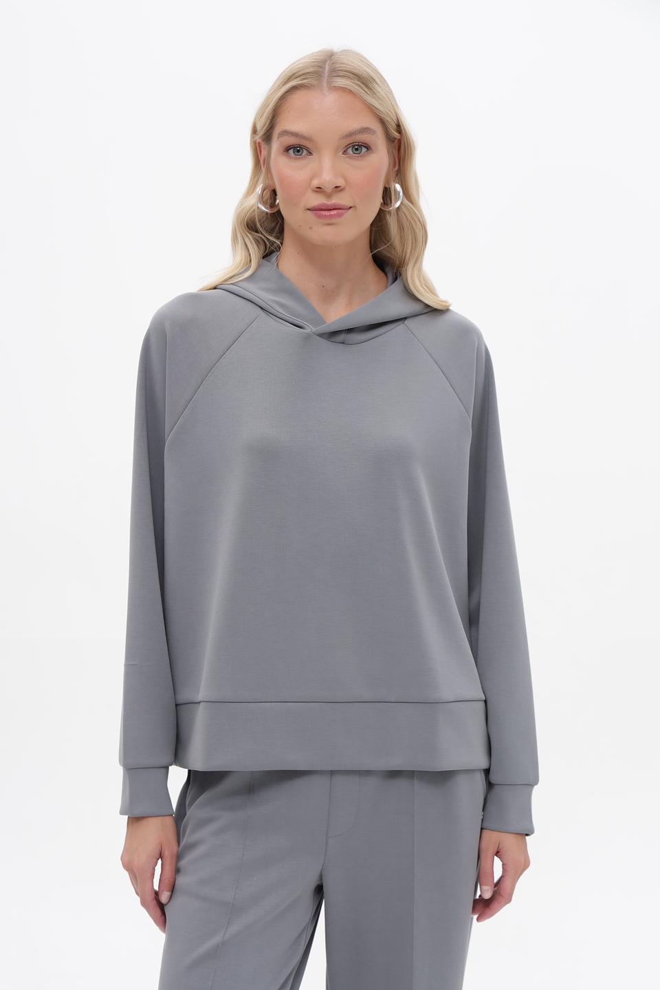 Пуловер Bugatti серый с капюшоном