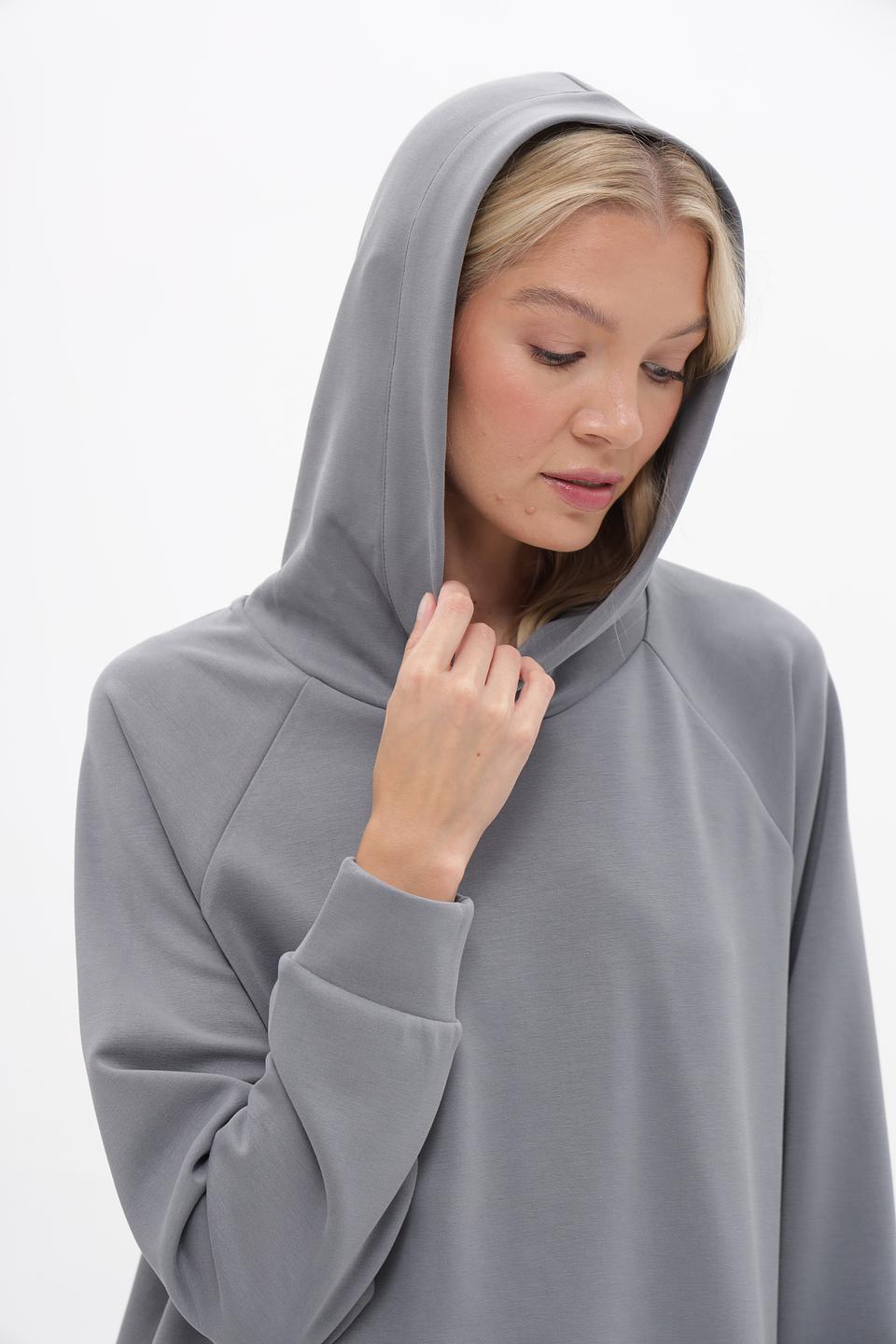 Пуловер Bugatti серый с капюшоном