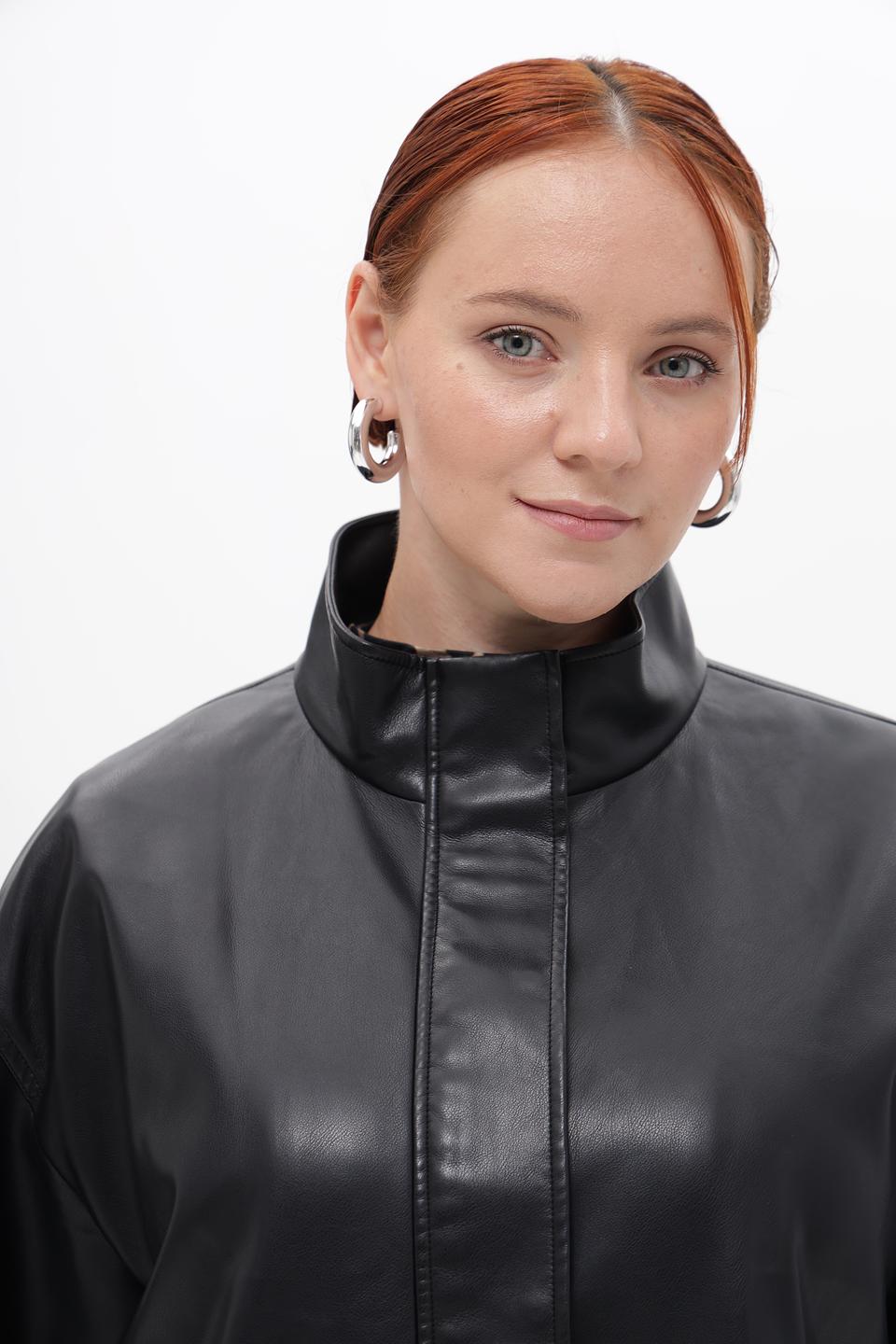 Куртка Marc Aurel кожаная черная