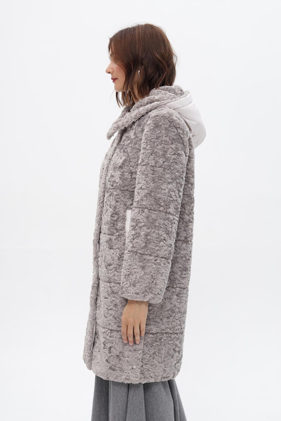 Шуба Electra style серая с капюшоном