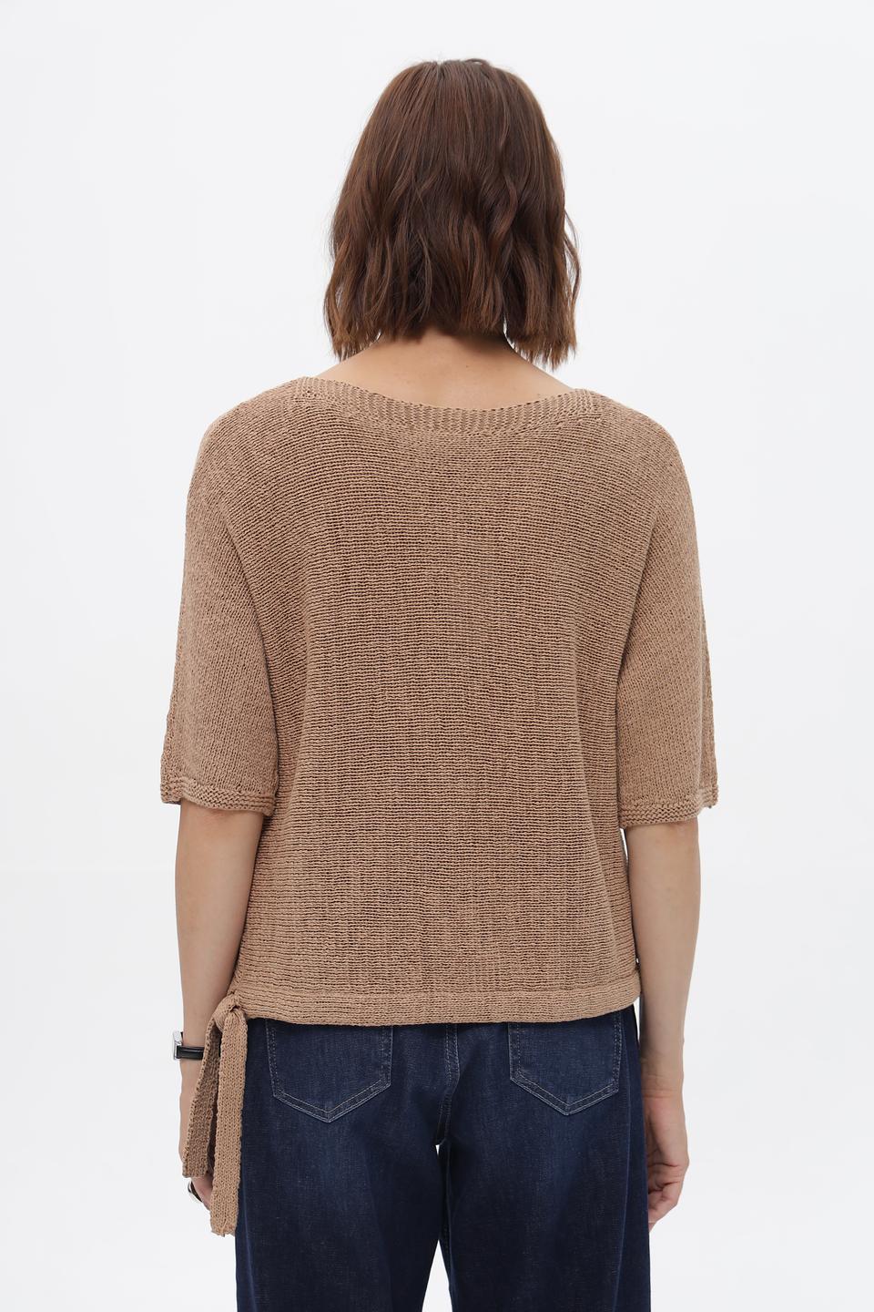 Пуловер Oui с завязками бежевый