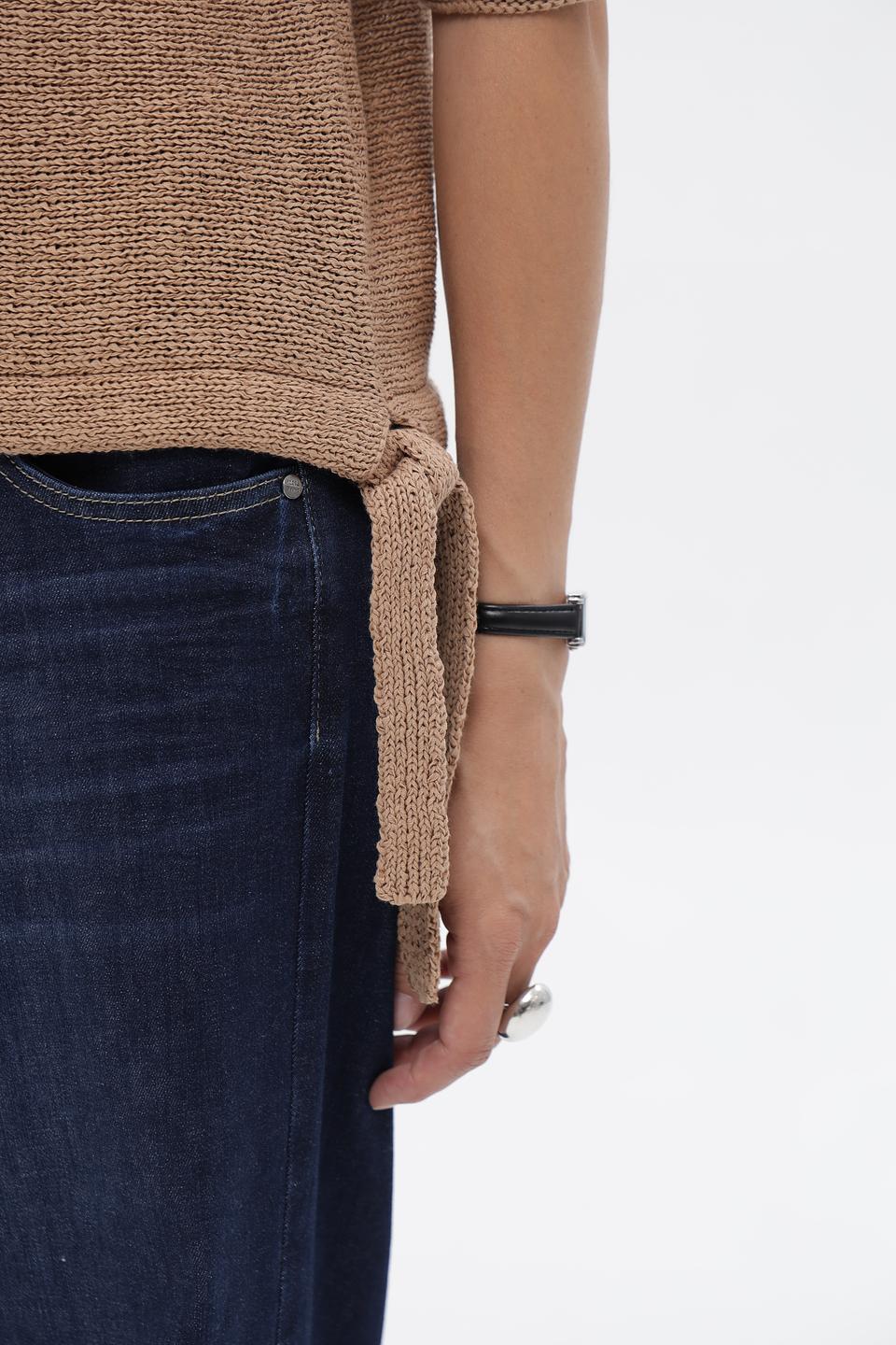 Пуловер Oui с завязками бежевый