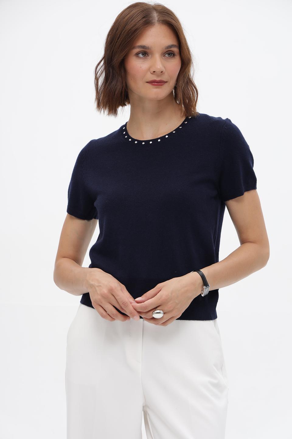 Пуловер Oui с жемчугом