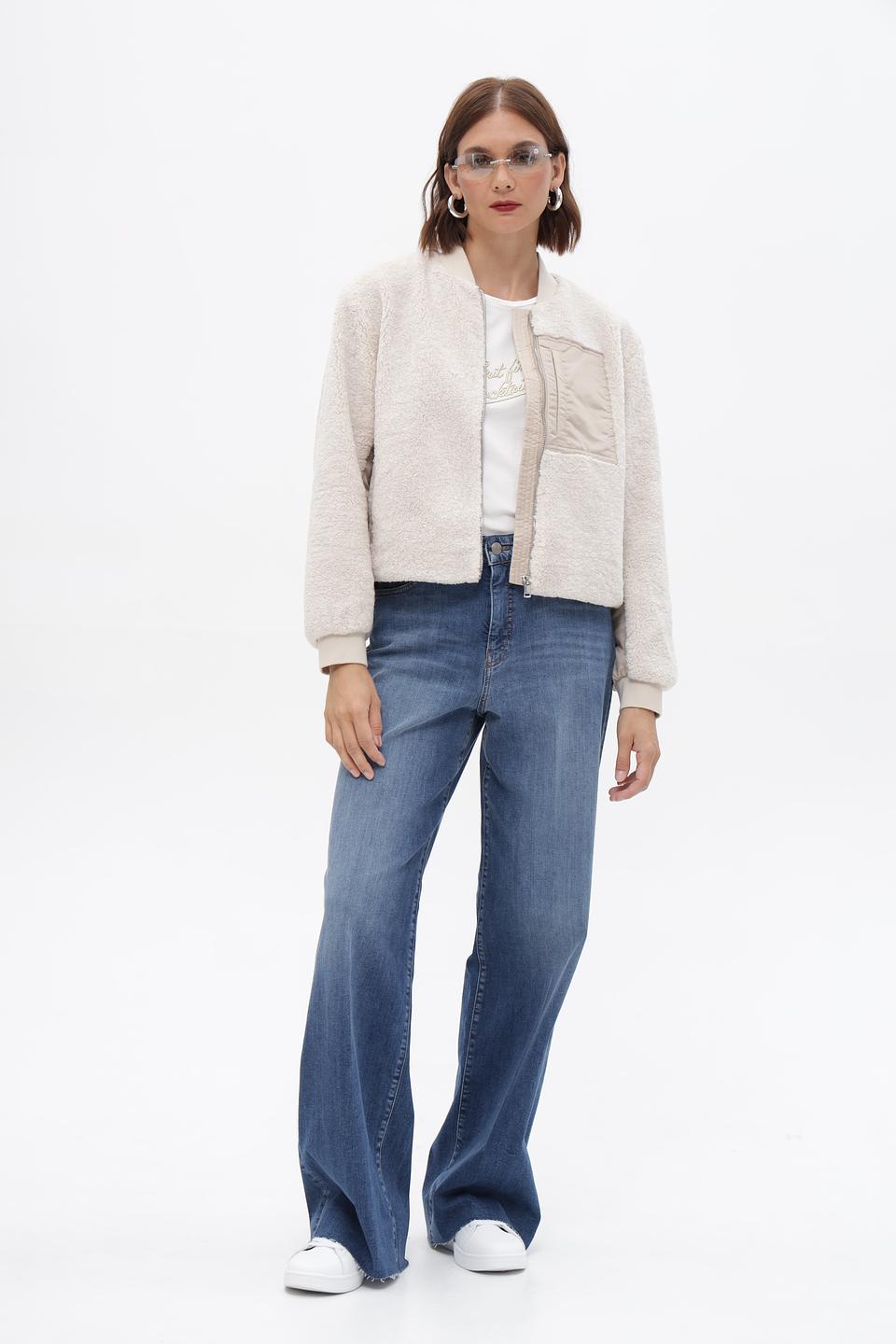 Жакет Oui из искусственного меха бежевый