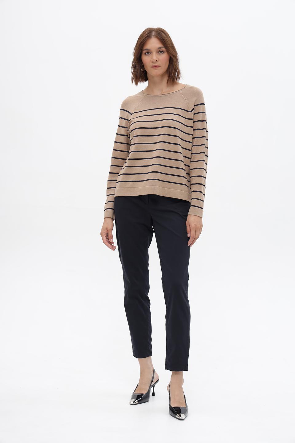 Пуловер Bianca в полоску бежевый