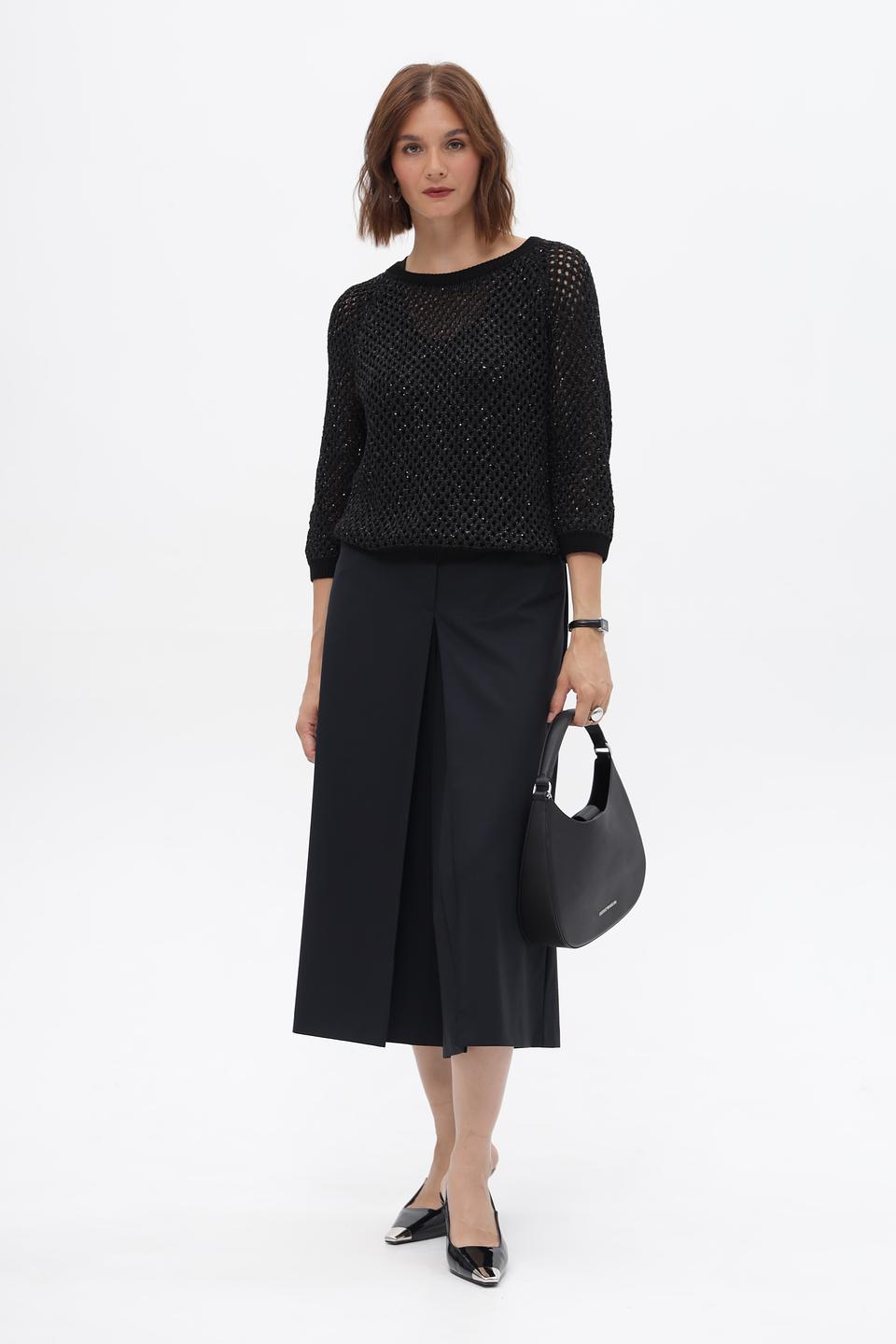 Пуловер Monari чёрный ажурный