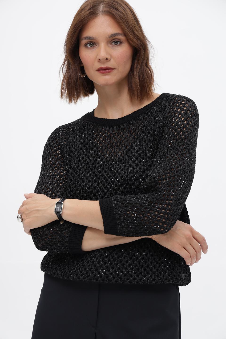 Пуловер Monari чёрный ажурный