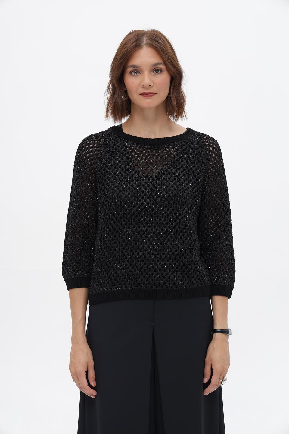 Пуловер Monari чёрный ажурный