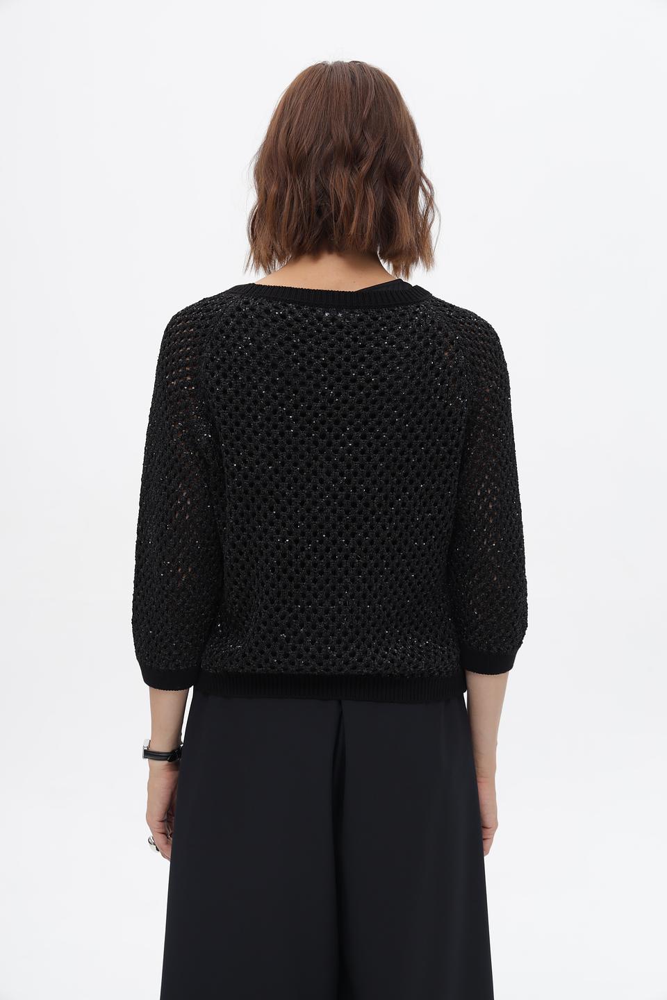 Пуловер Monari чёрный ажурный