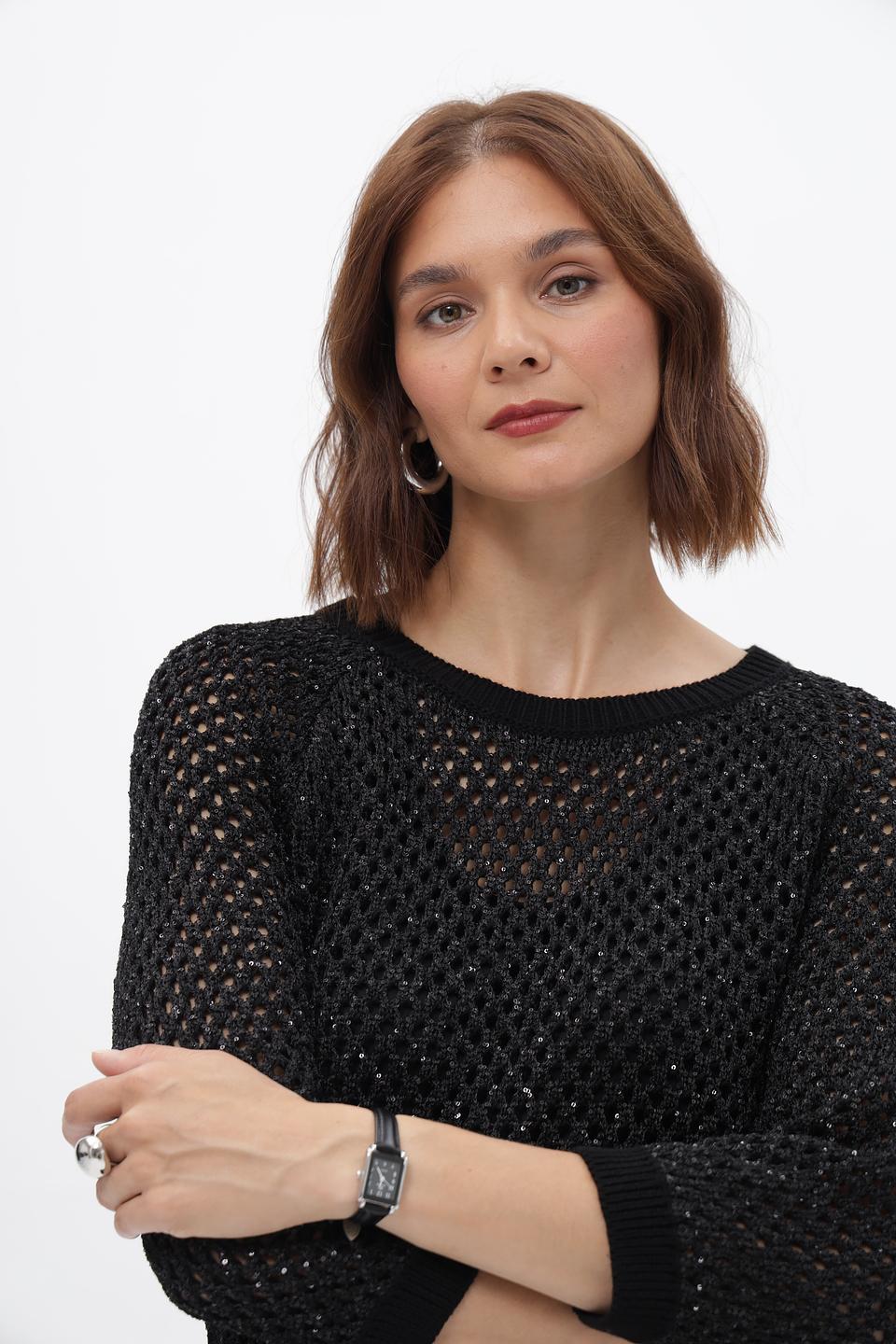 Пуловер Monari чёрный ажурный