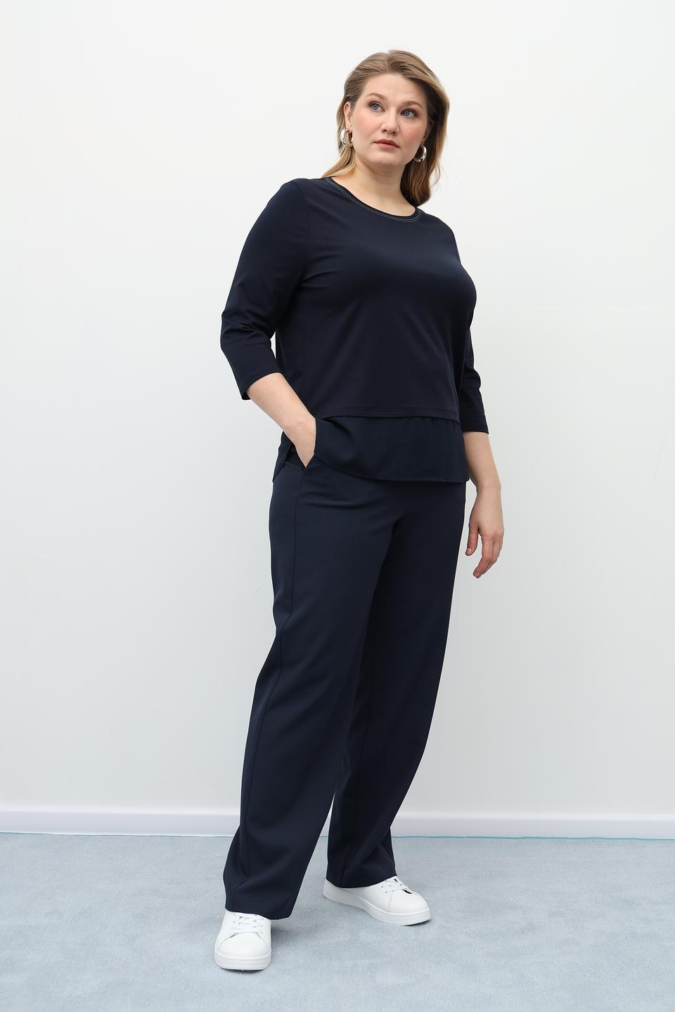 Футболка Frank Walder темно-синяя с рукавом 3/4