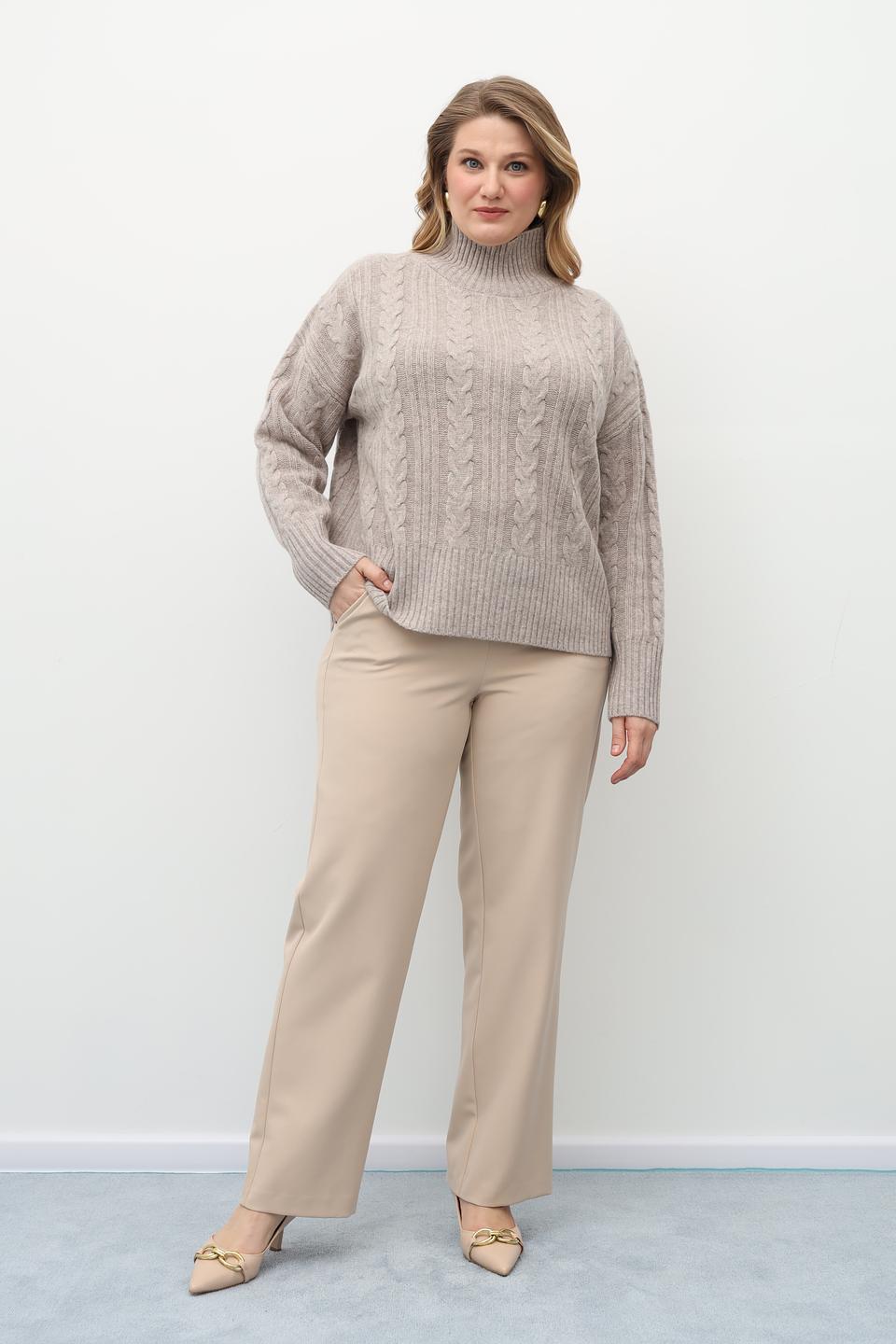 Пуловер Catnoir с косами бежевый