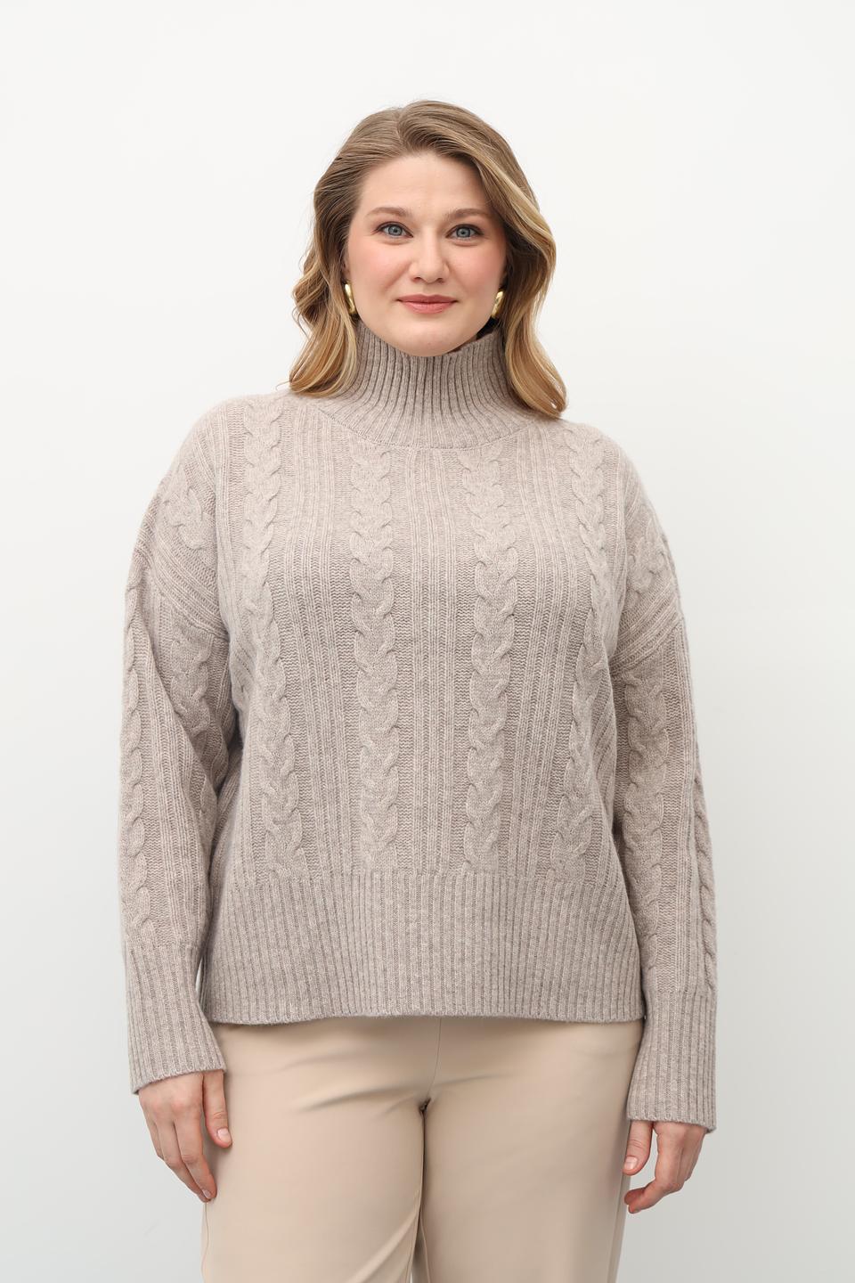 Пуловер Catnoir с косами бежевый