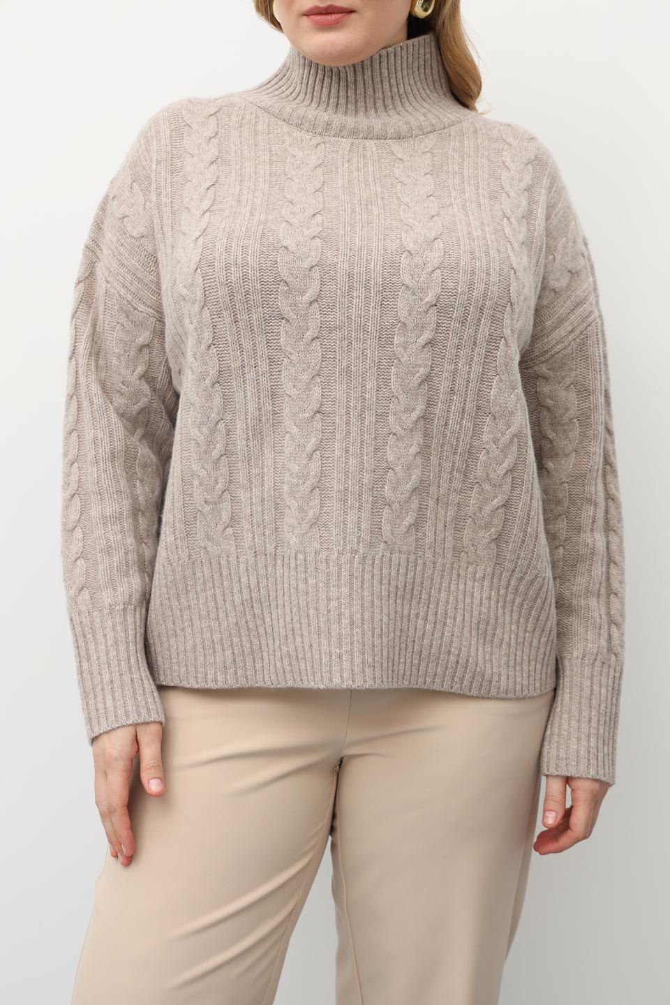 Пуловер Catnoir с косами бежевый