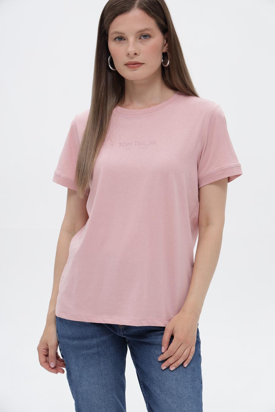 Футболка Tom Tailor розовая с логотипом