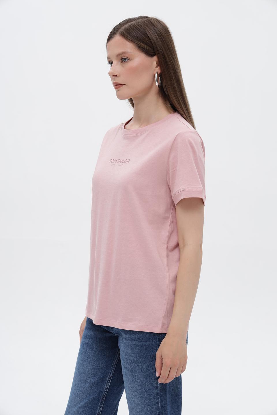 Футболка Tom Tailor розовая с логотипом
