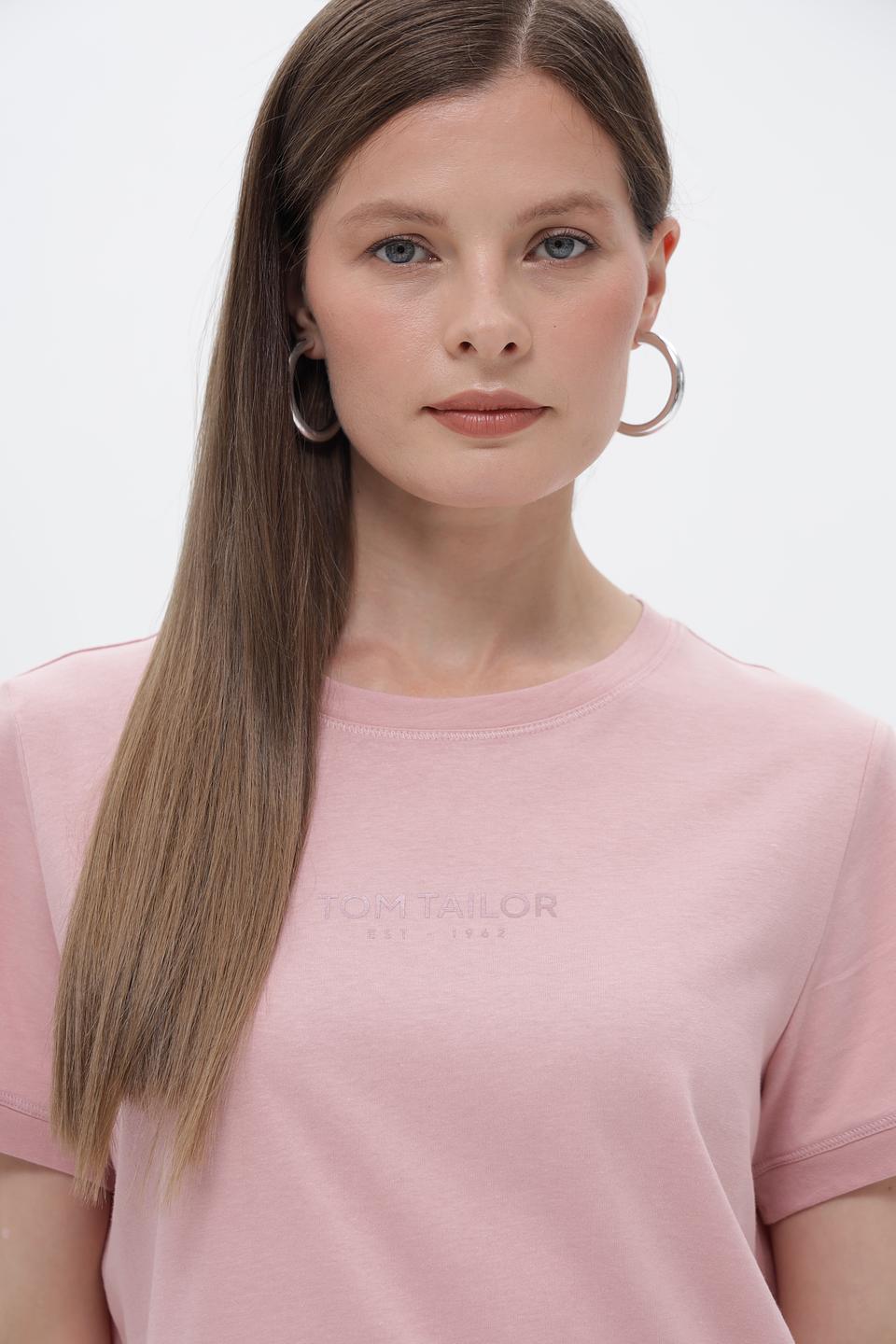 Футболка Tom Tailor розовая с логотипом