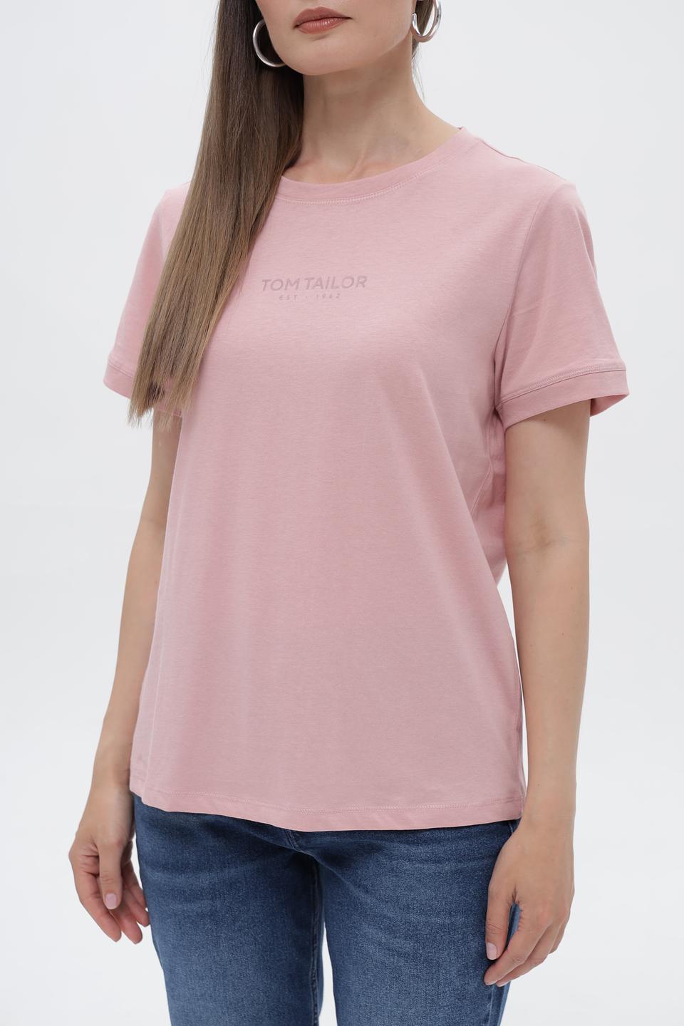 Футболка Tom Tailor розовая с логотипом