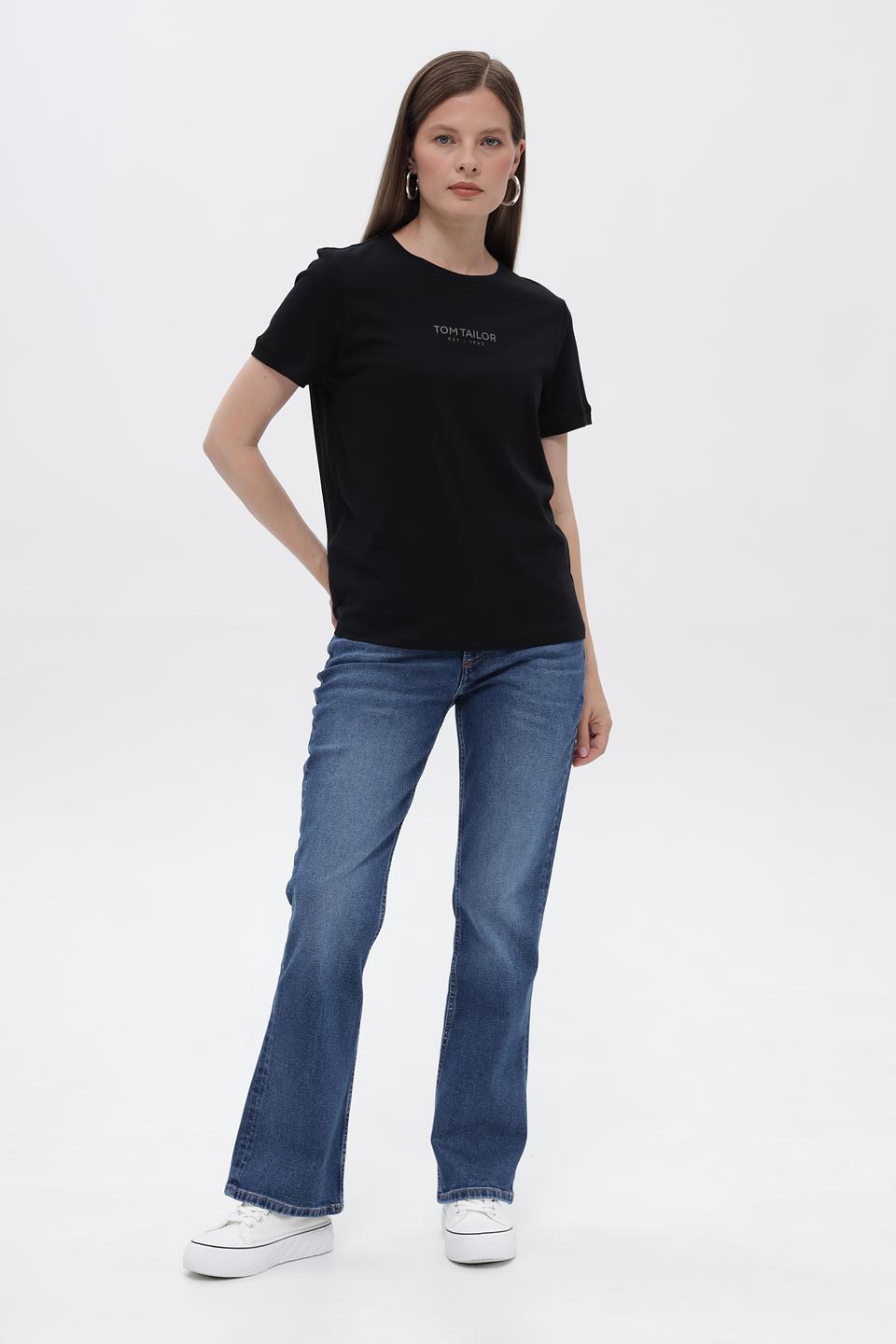 Футболка Tom Tailor женская черная с логотипом