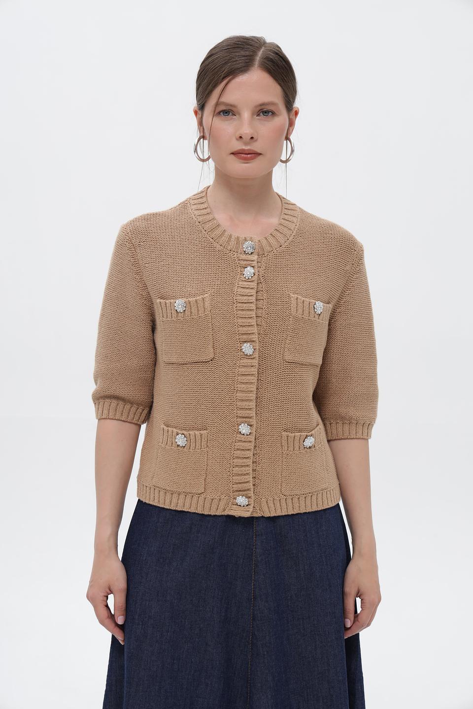 Жакет Oui с карманами бежевый