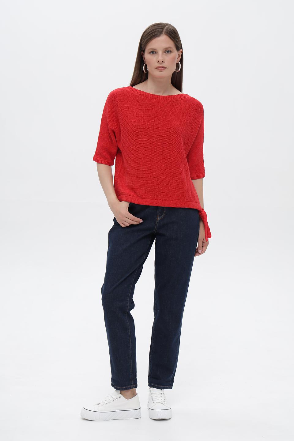 Пуловер Oui с завязками красный