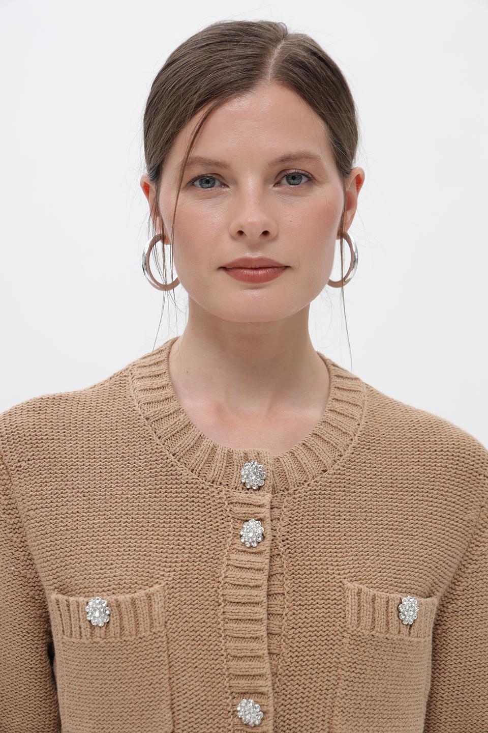 Жакет Oui с карманами бежевый