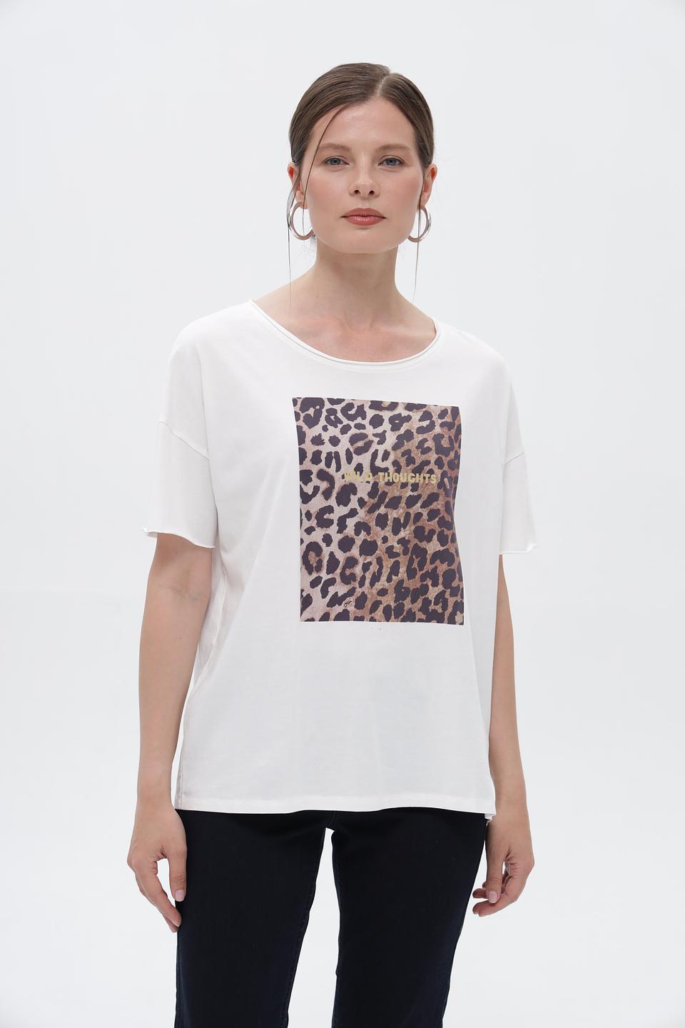 Футболка Oui с леопардовым принтом