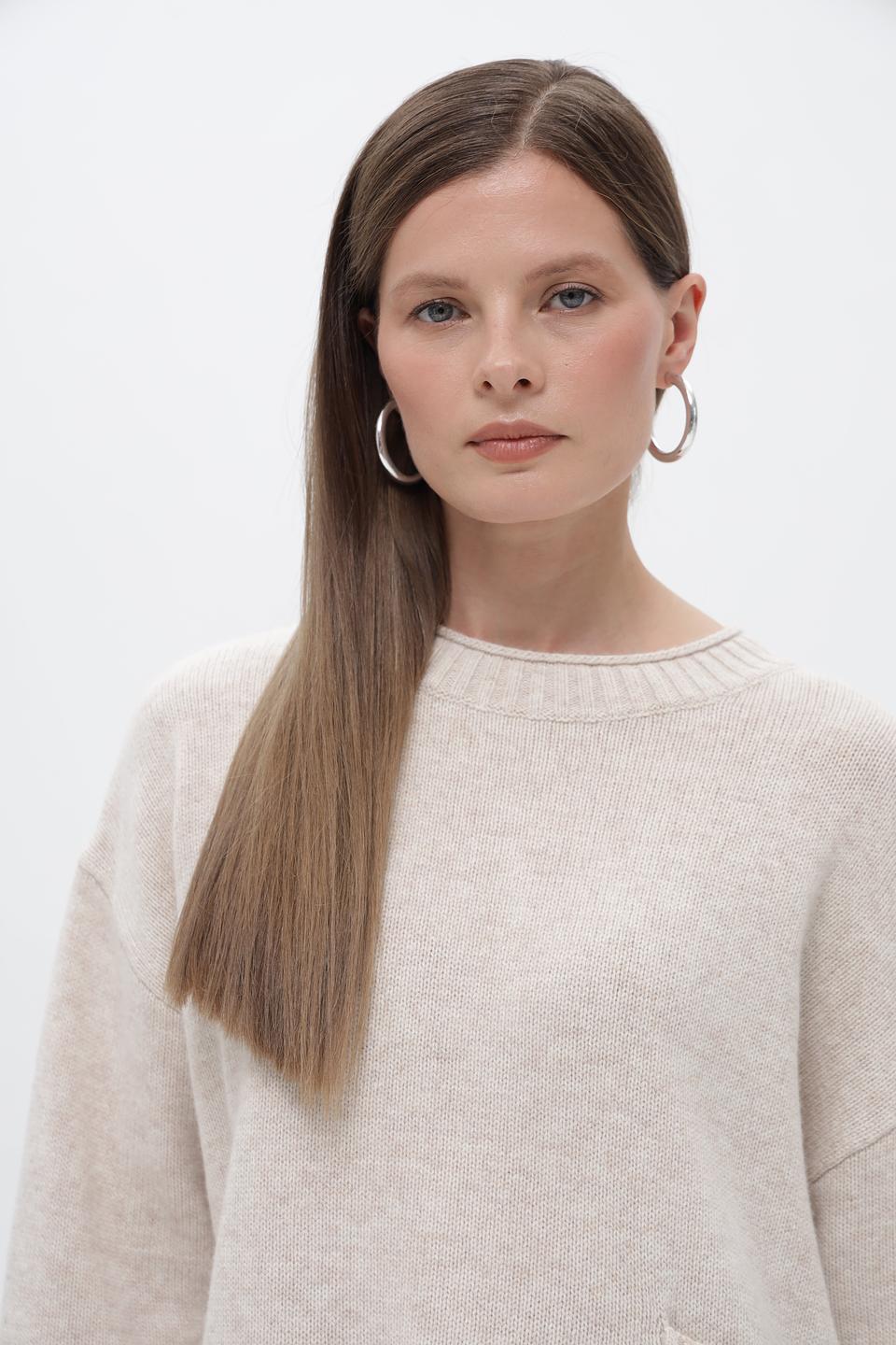 Пуловер Oui женский бежевый