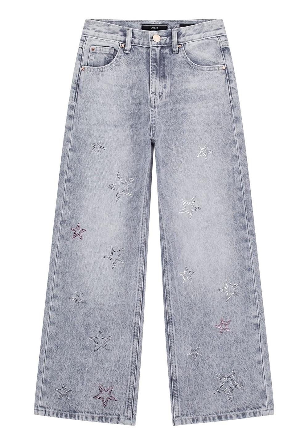 Джинсы Guess для девочки со звёздами серые