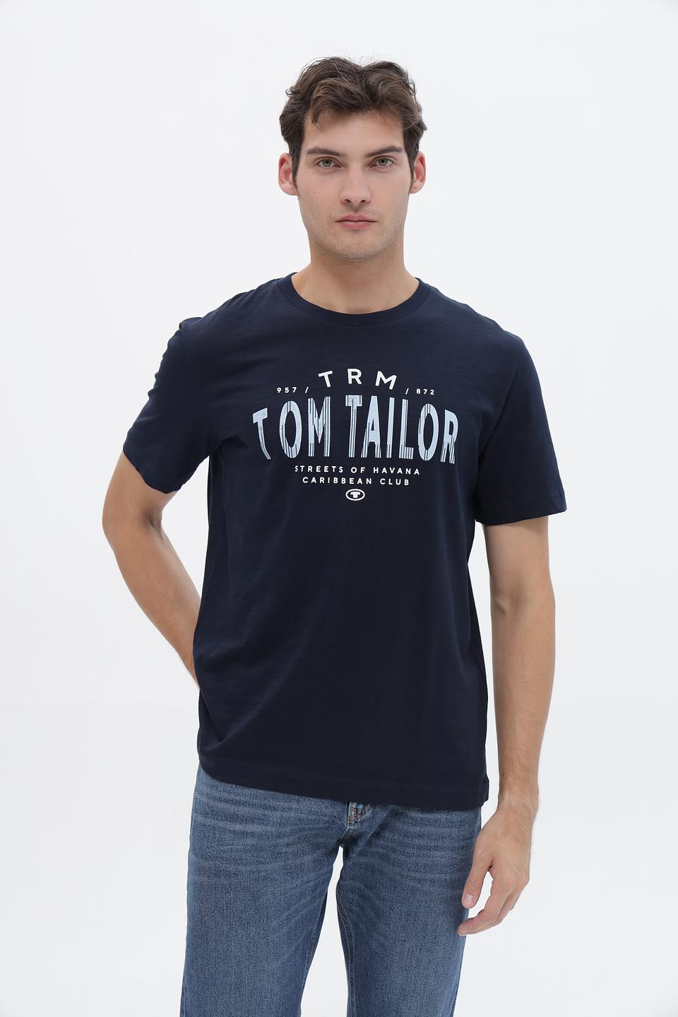 Футболка Tom Tailor синяя с логотипом