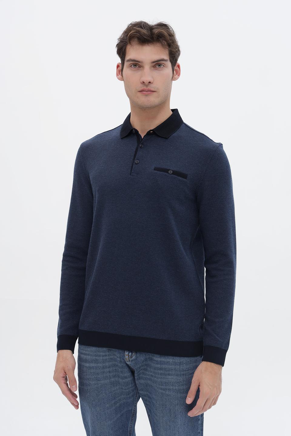 Джемпер Bugatti с воротником-поло тёмно-синий