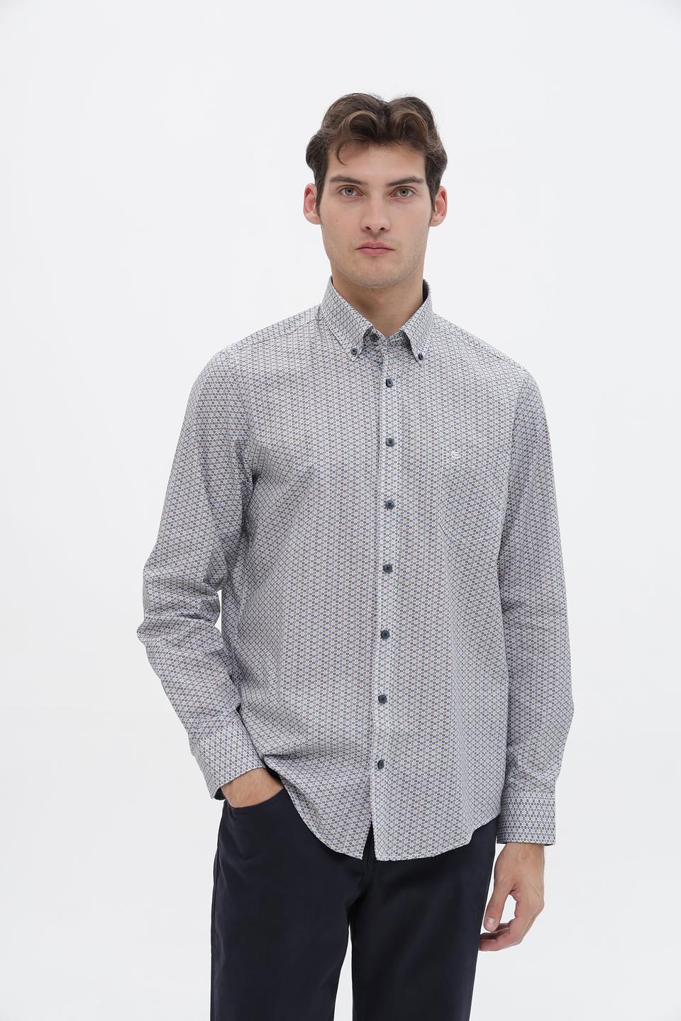 Рубашка Casa Moda с принтом серая