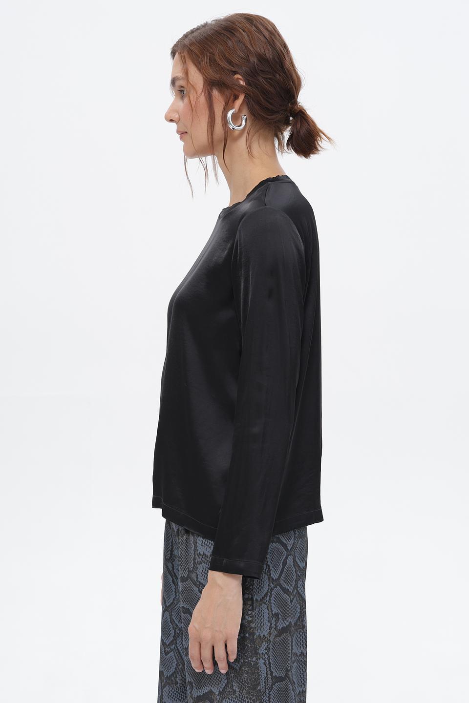 Блуза Croche черная с длинным рукавом