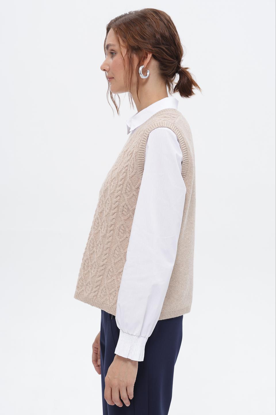 Жилет Bianca с косами бежевый