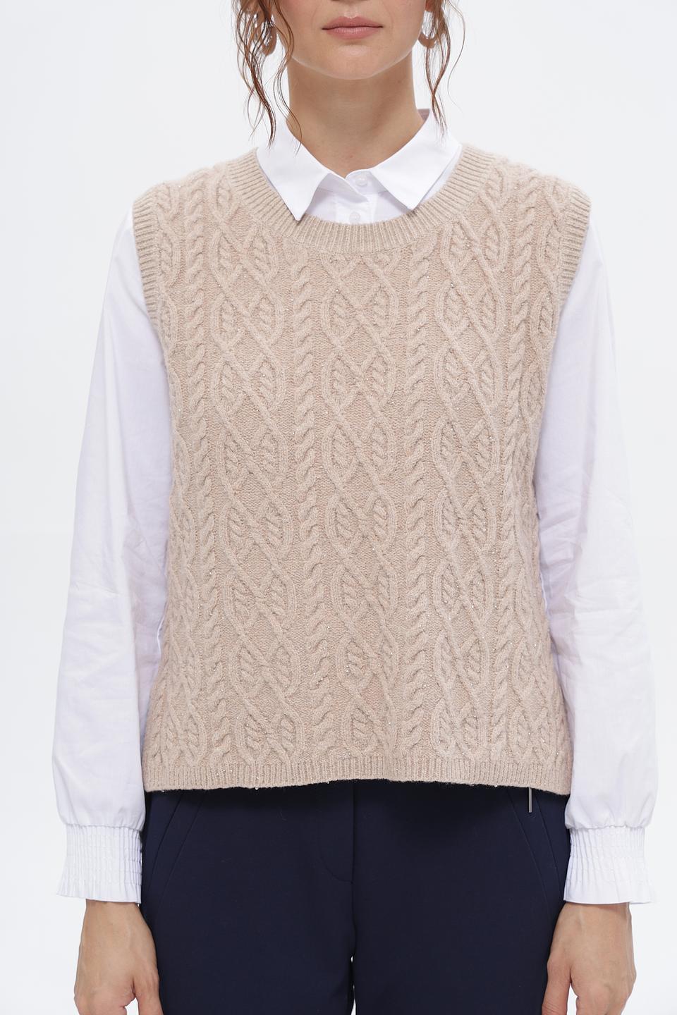 Жилет Bianca с косами бежевый