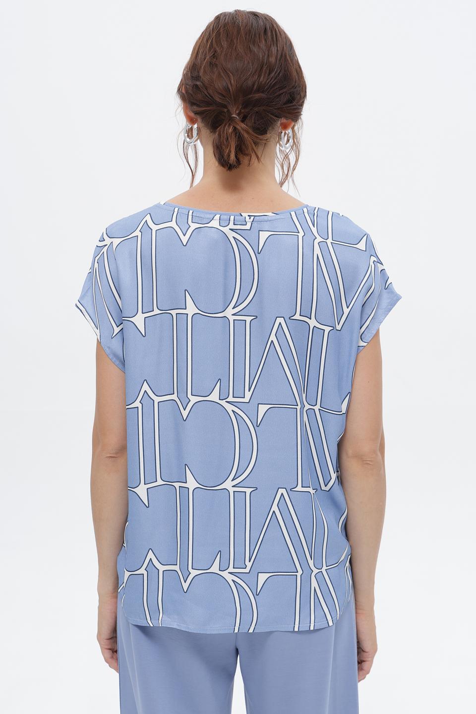 Блуза Lecomte с принтом голубой