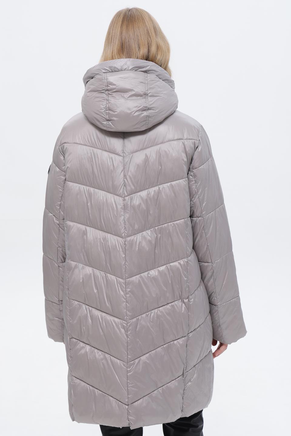 Пальто District стеганое серое