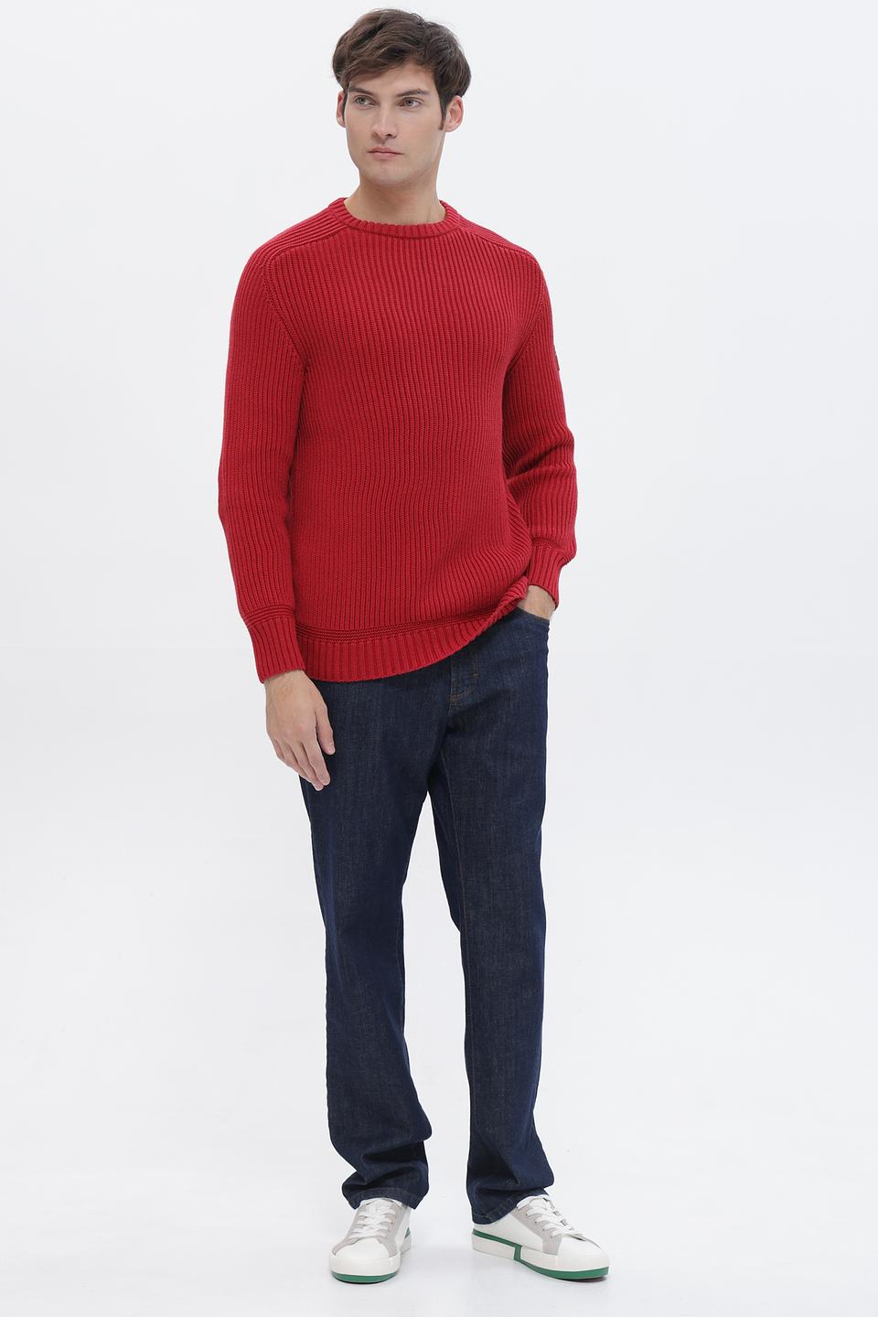 Джемпер Time Zone красный с локтями